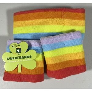 Sweatband set of 3- Rainbow Pride- 1 Headband 2 Wristbands- NEW With Tags NWT